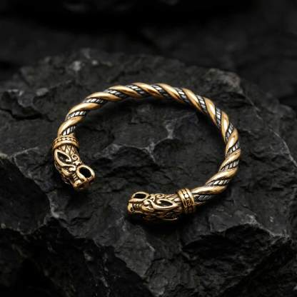 Viking Wolf Head Torque Bracelet