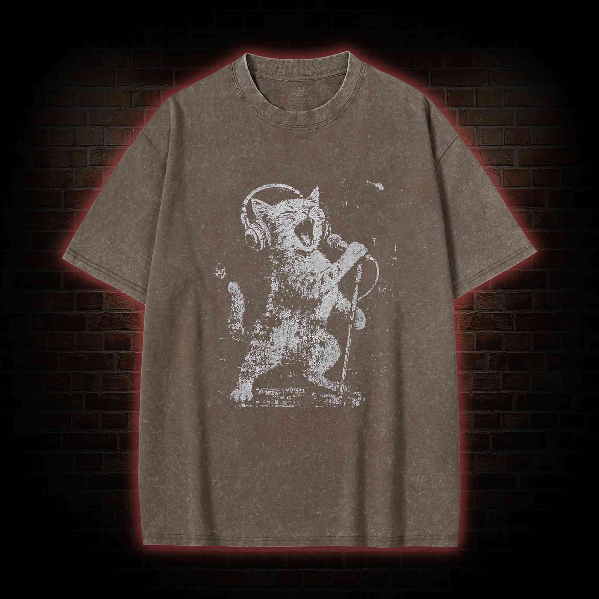 Rockstar Cat Washed T-shirt