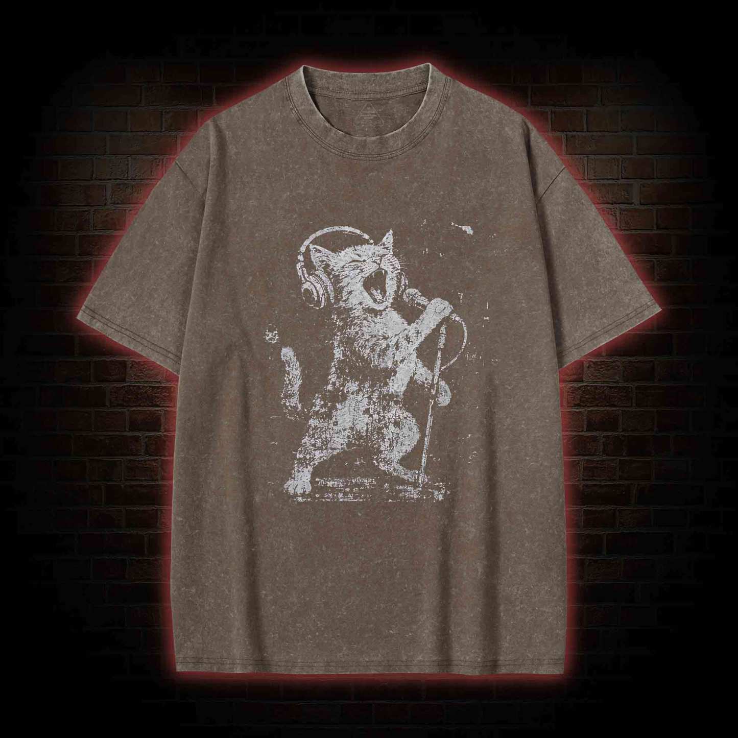 Rockstar Cat Washed T-shirt