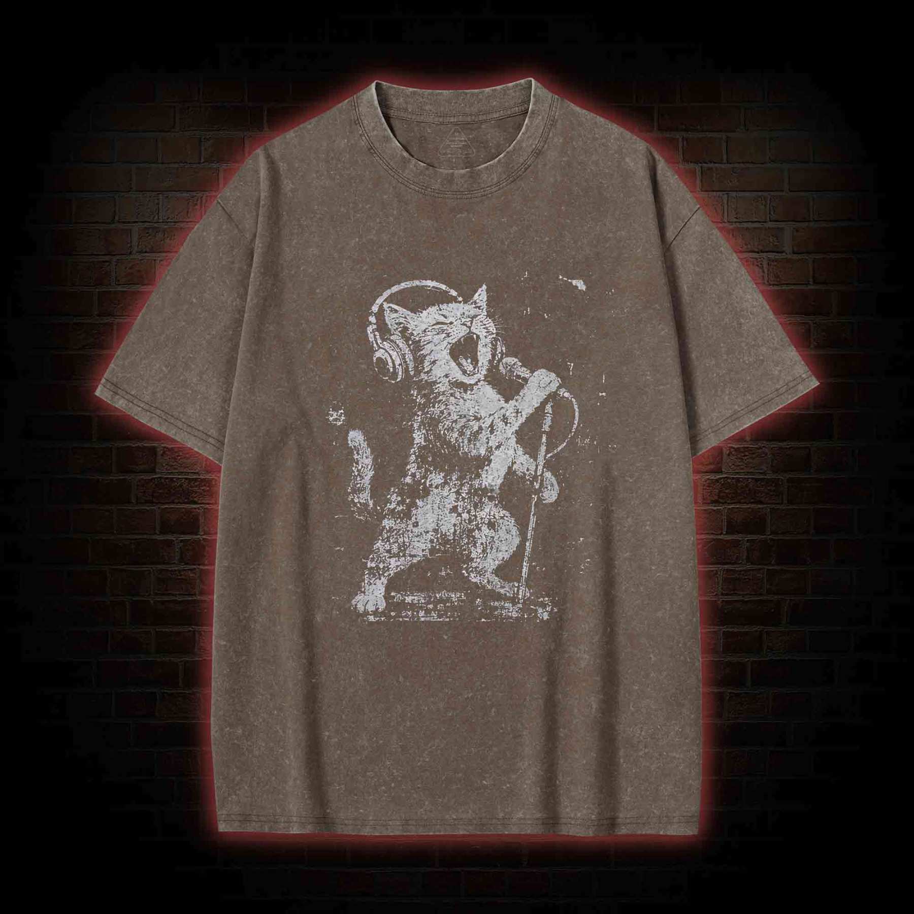Rockstar Cat Washed T-shirt