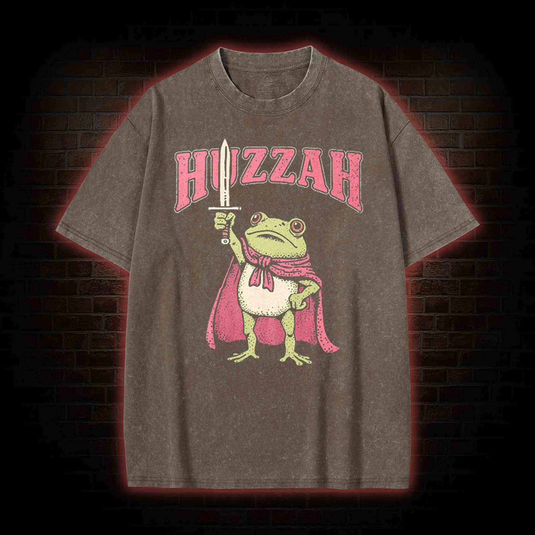 Huzzah Frog with Sword Washed T-shirt