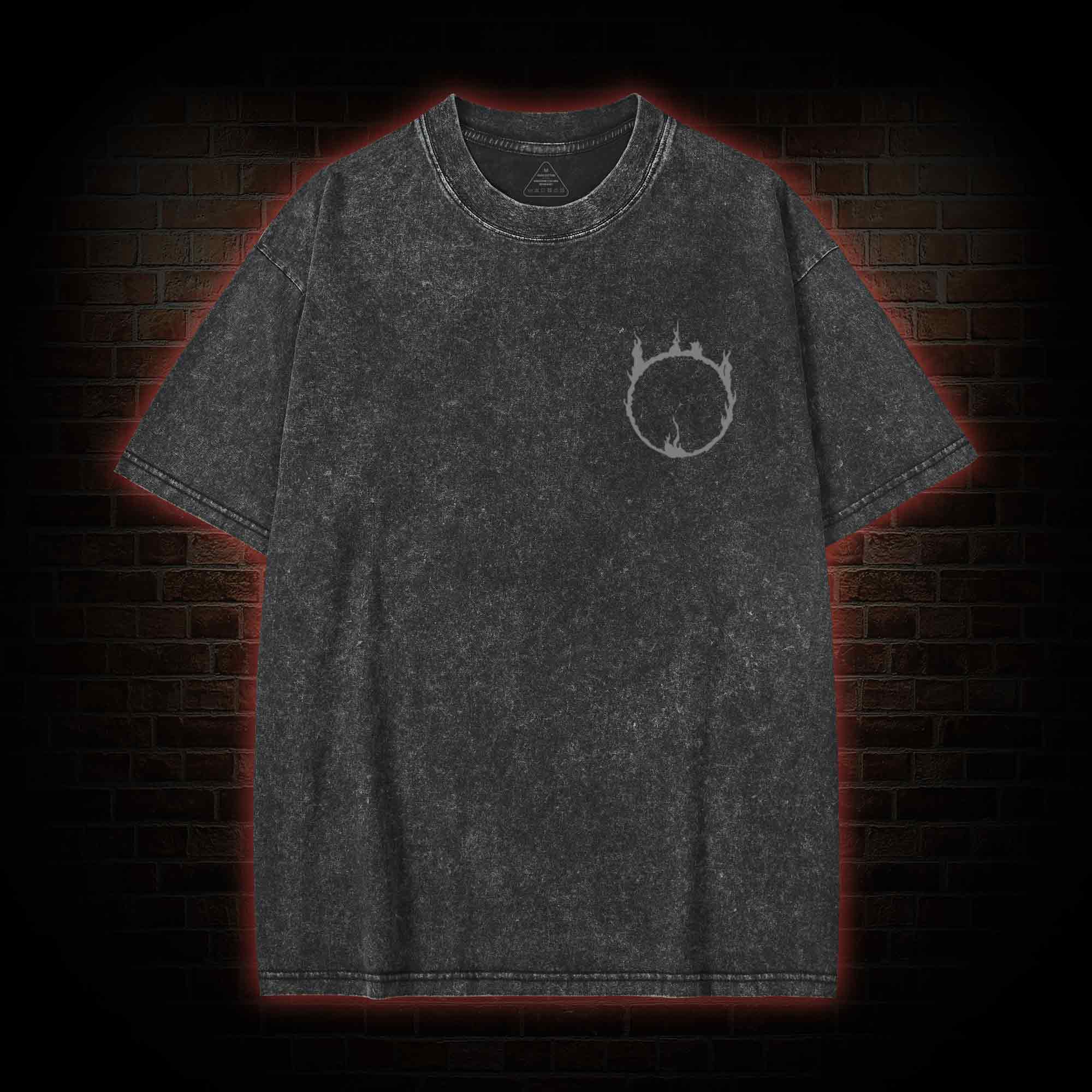 For My Lady's Painting Back Print Washed T-shirt