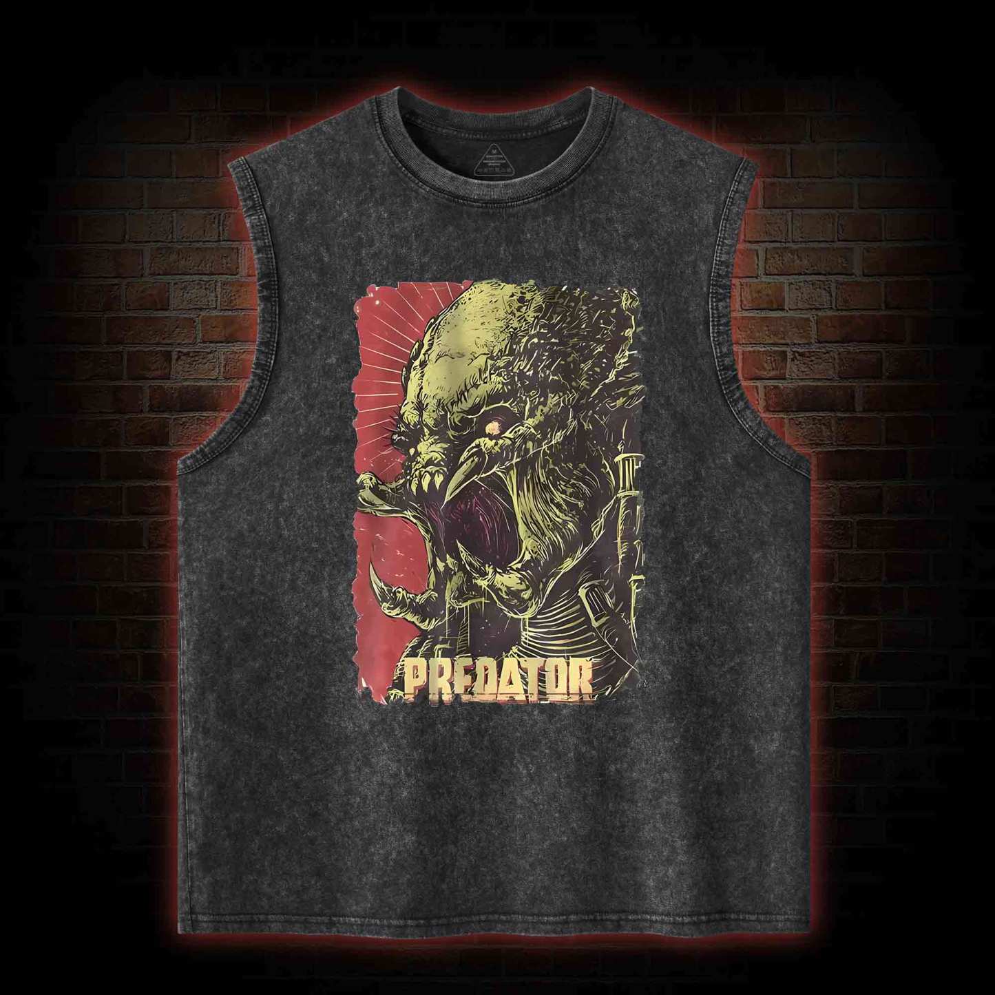 Alien Vs Alien Hunter Vintage Movie Washed Tank Top