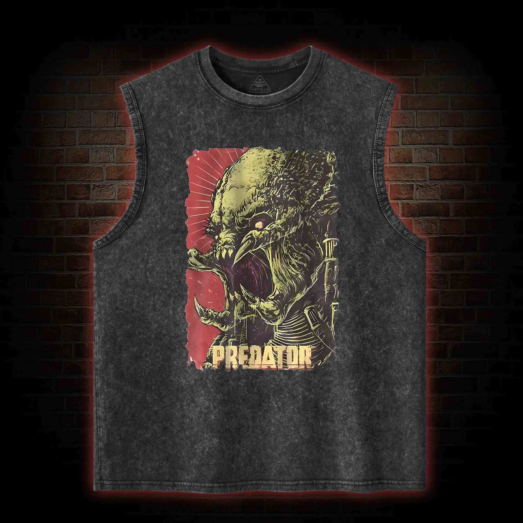 Alien Vs Alien Hunter Vintage Movie Washed Tank Top