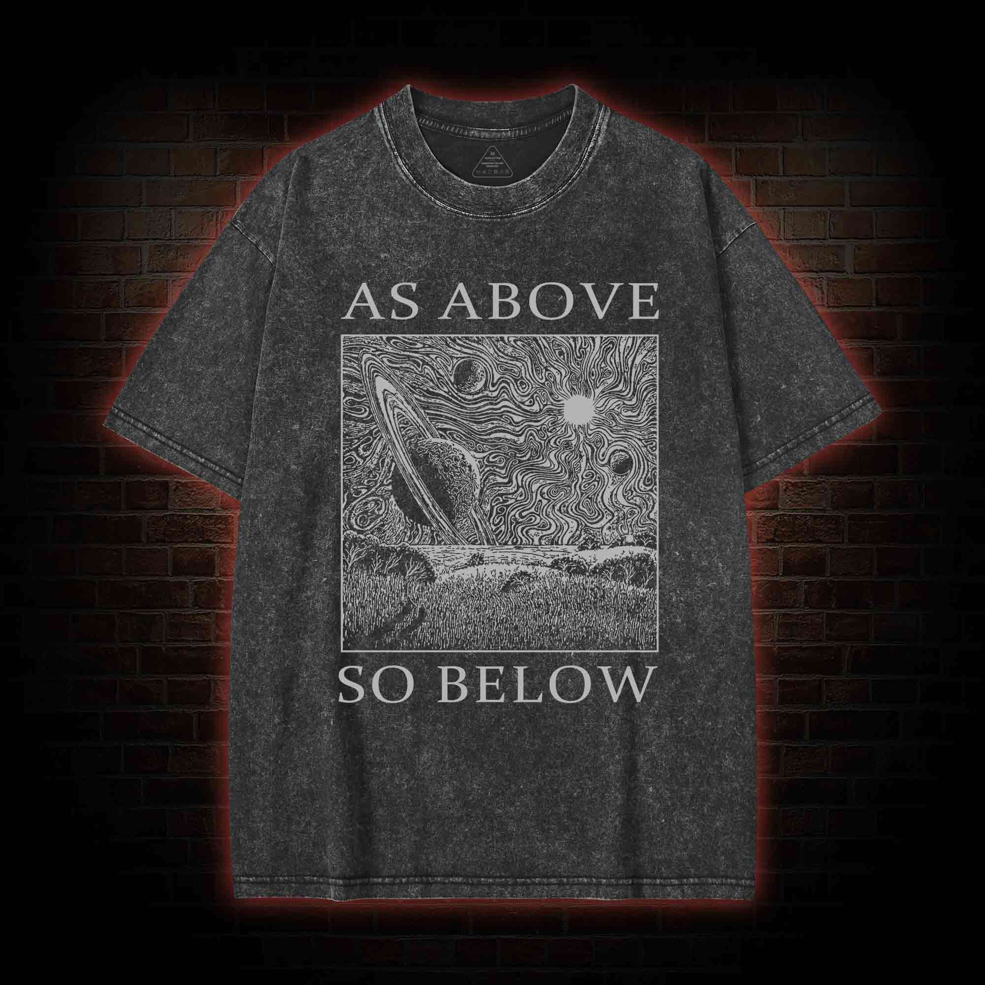 Retro As Above So Below Washed T-shirt