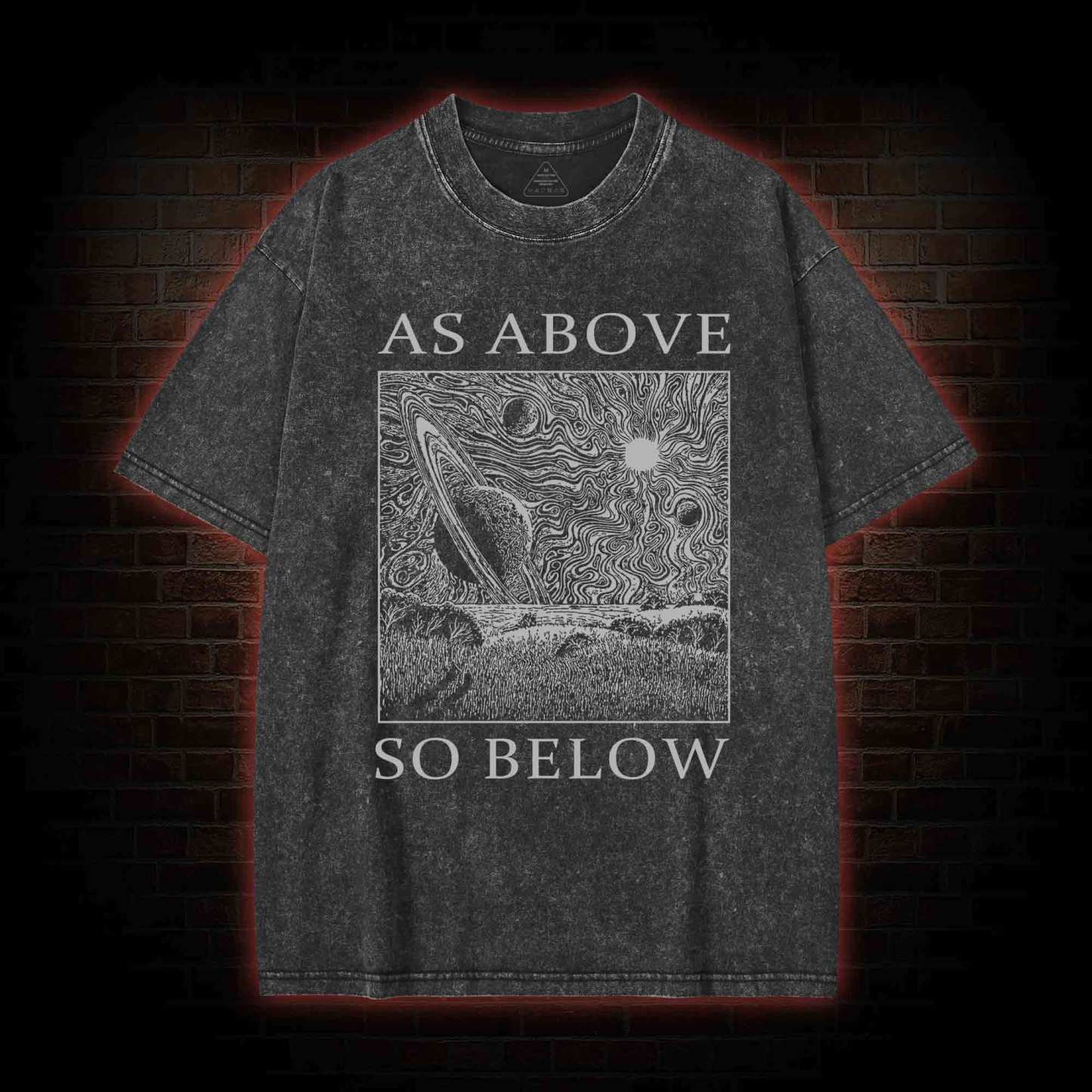 Retro As Above So Below Washed T-shirt