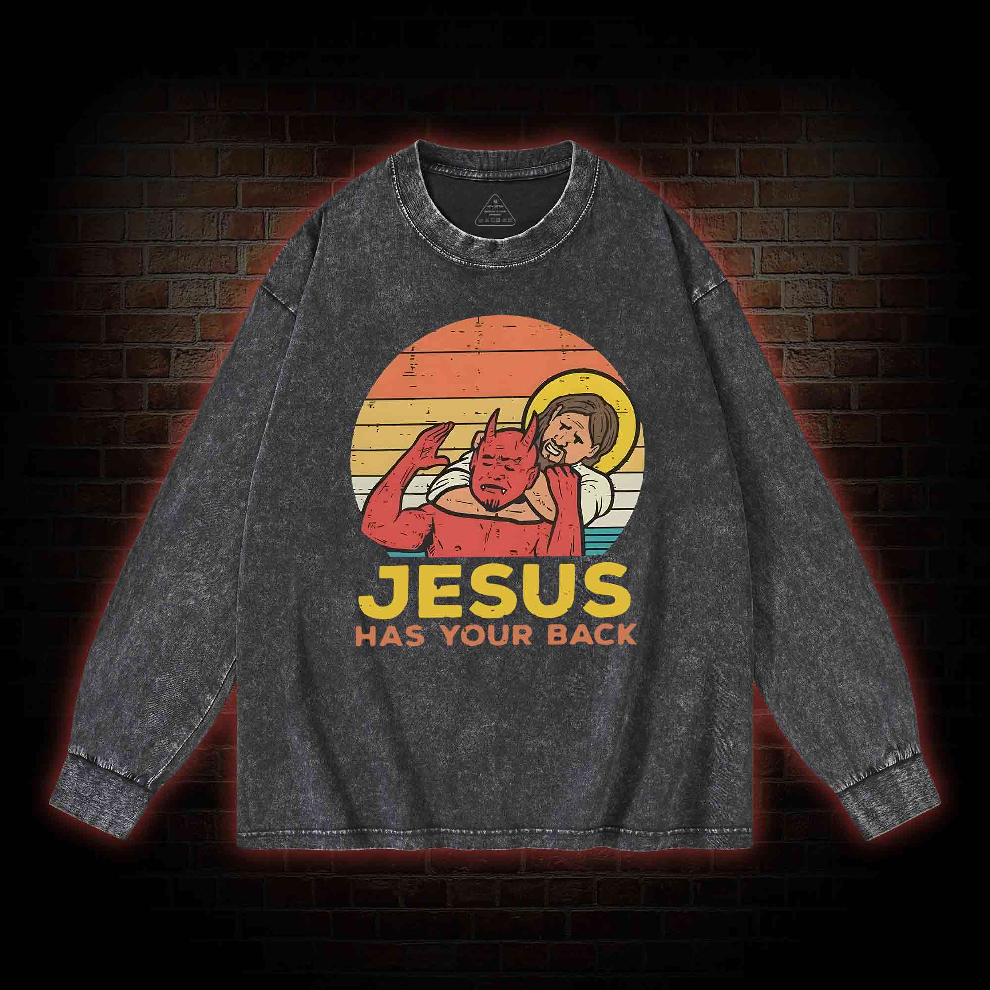 Jesus Has Your Back Washed Long-Sleeve T-shirt