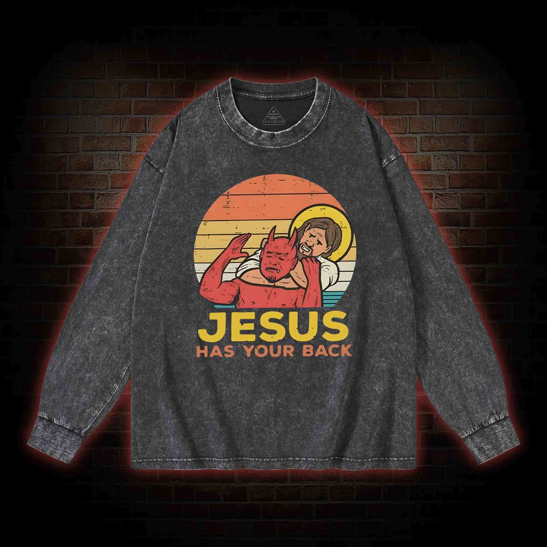 Jesus Has Your Back Washed Long-Sleeve T-shirt