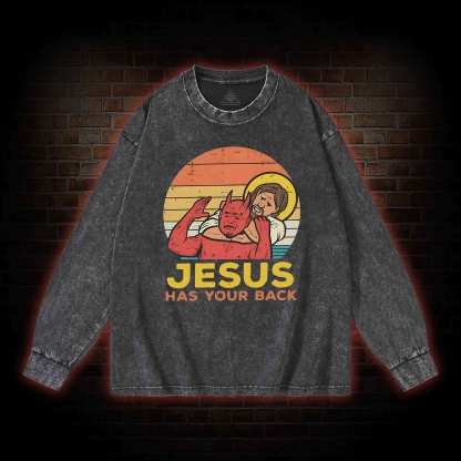 Jesus Has Your Back Washed Long-Sleeve T-shirt