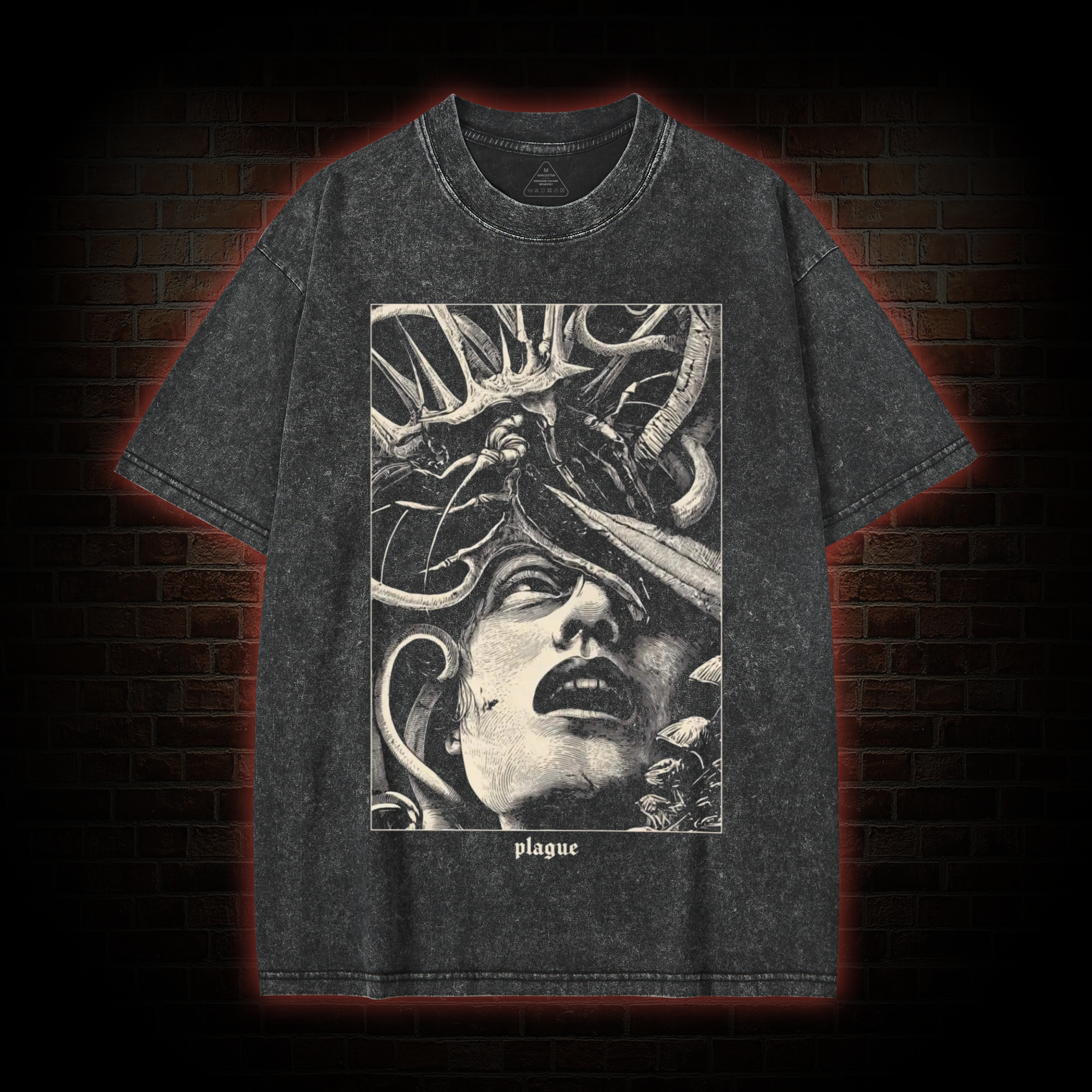 Gothic Parasite Attack Washed T-shirt