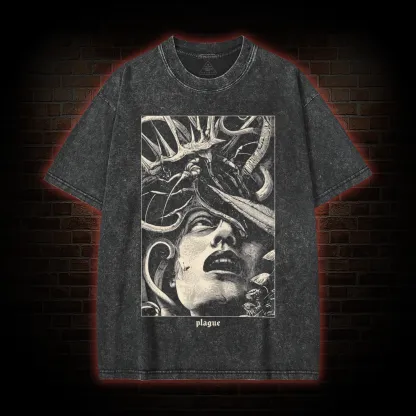 Gothic Parasite Attack Washed T-shirt