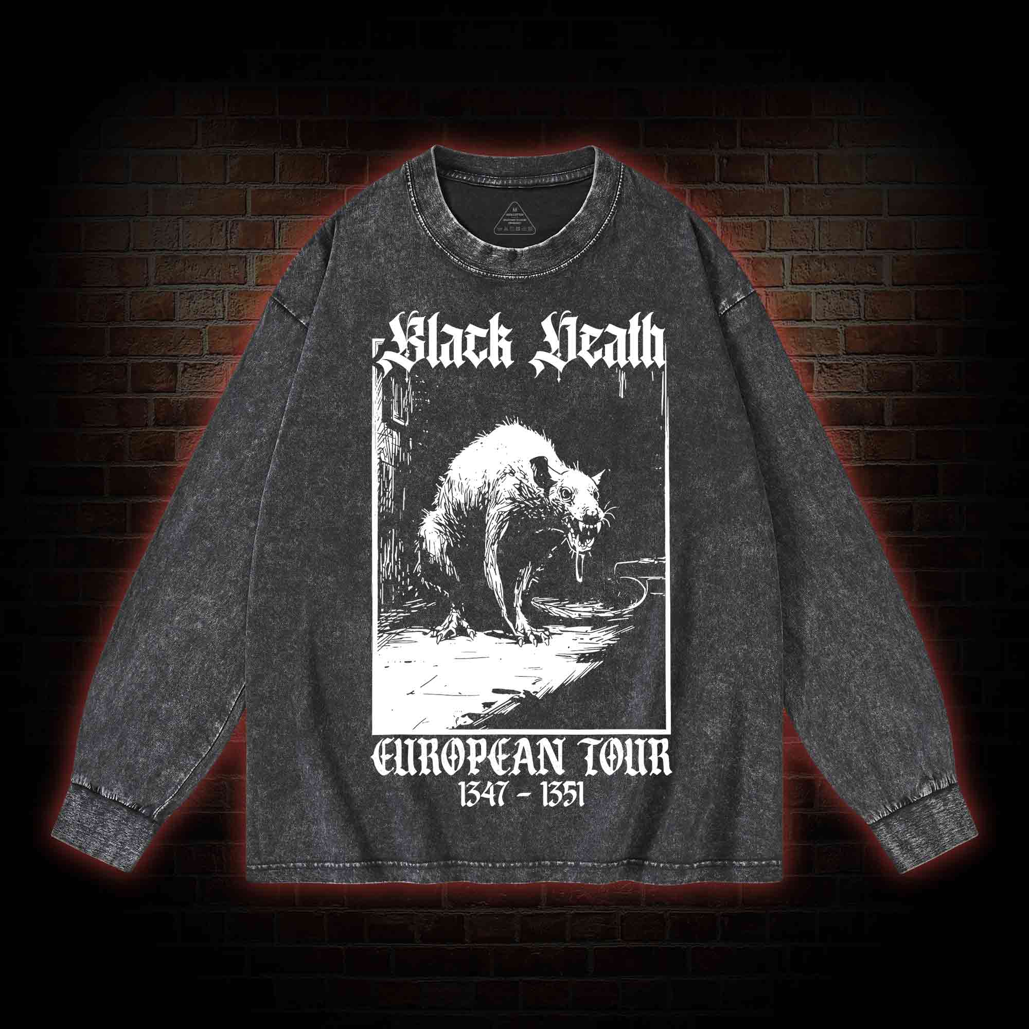 Black Death European Tour 1347-1351 Washed Long-Sleeve T-shirt