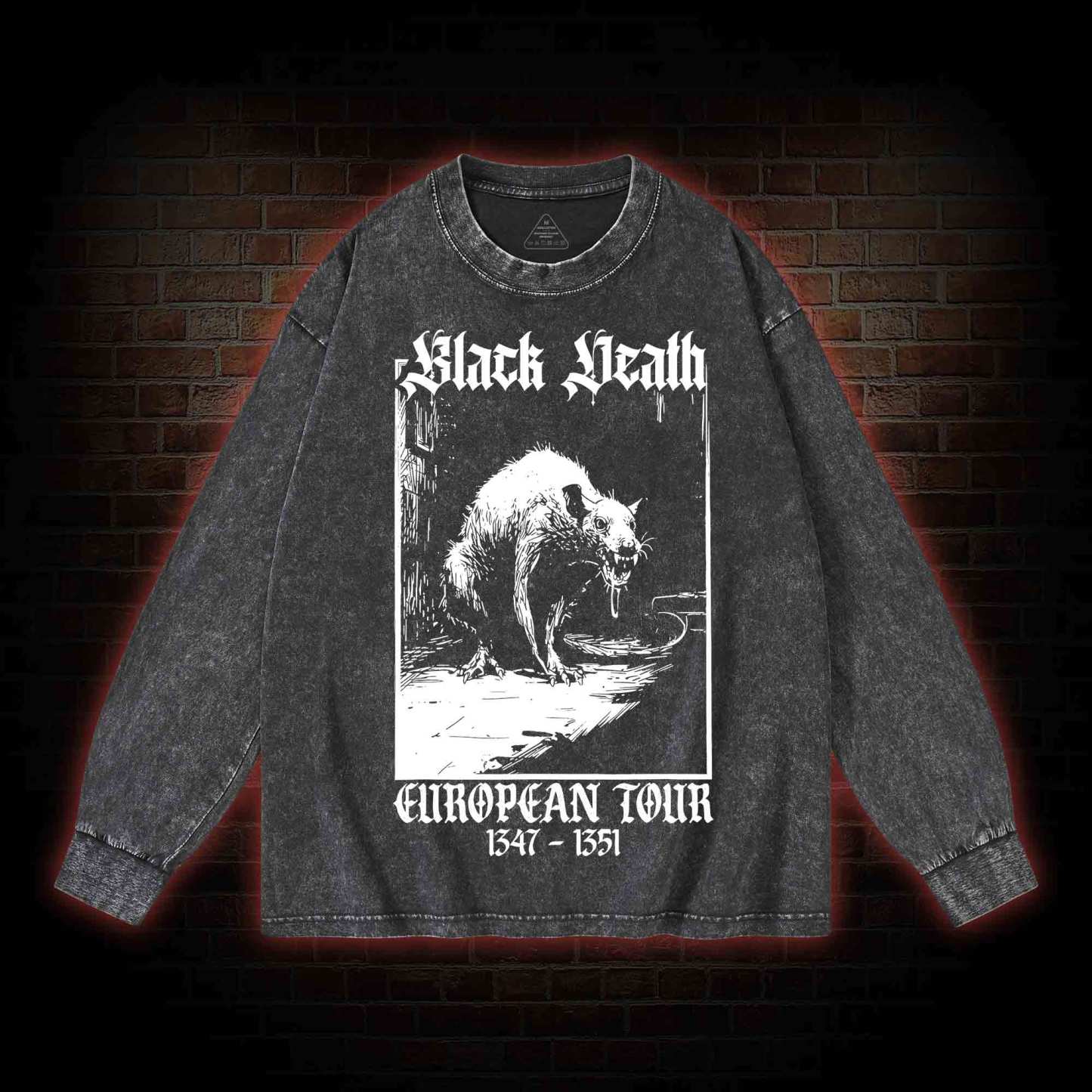 Black Death European Tour 1347-1351 Washed Long-Sleeve T-shirt