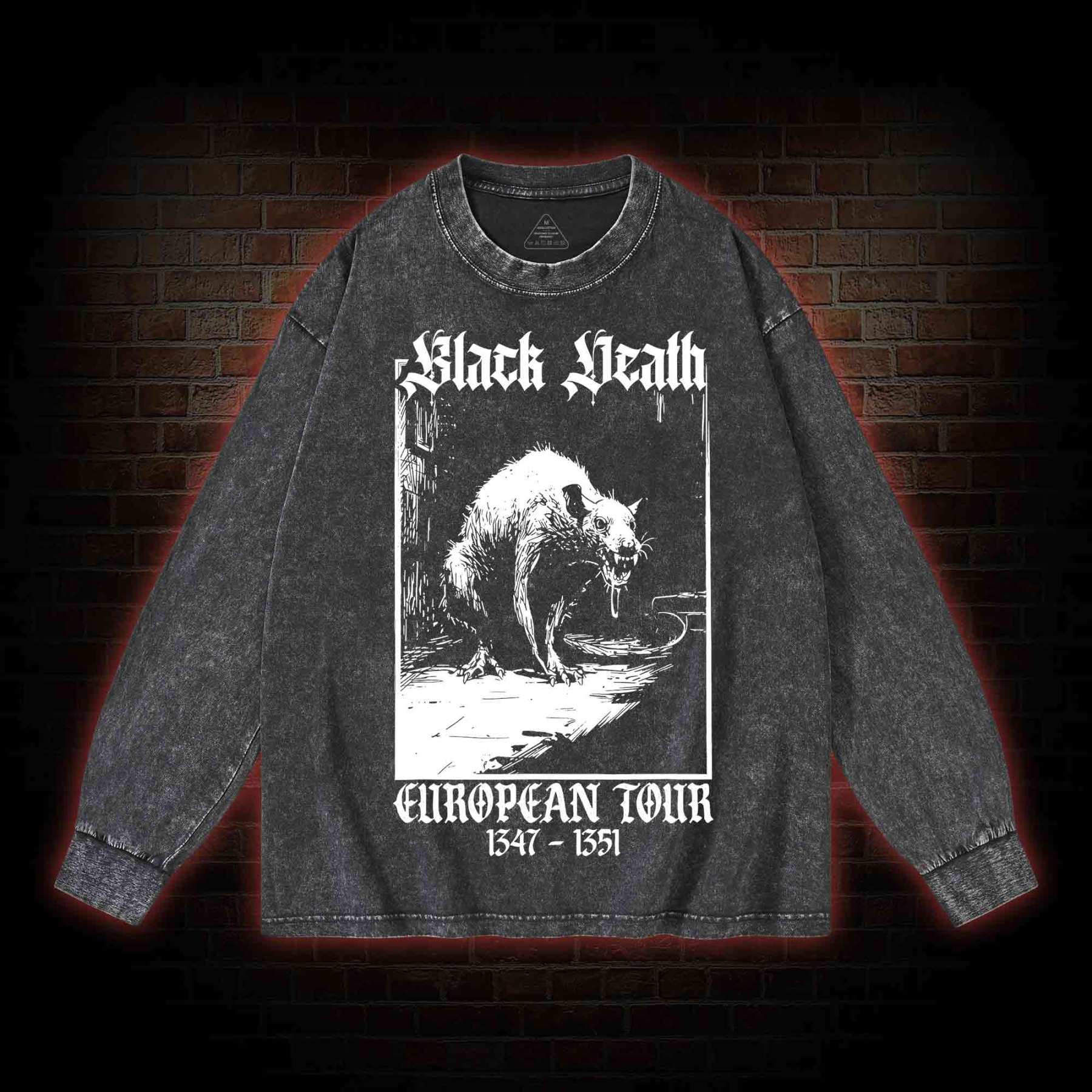 Black Death European Tour 1347-1351 Washed Long-Sleeve T-shirt