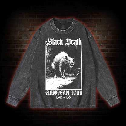 Black Death European Tour 1347-1351 Washed Long-Sleeve T-shirt