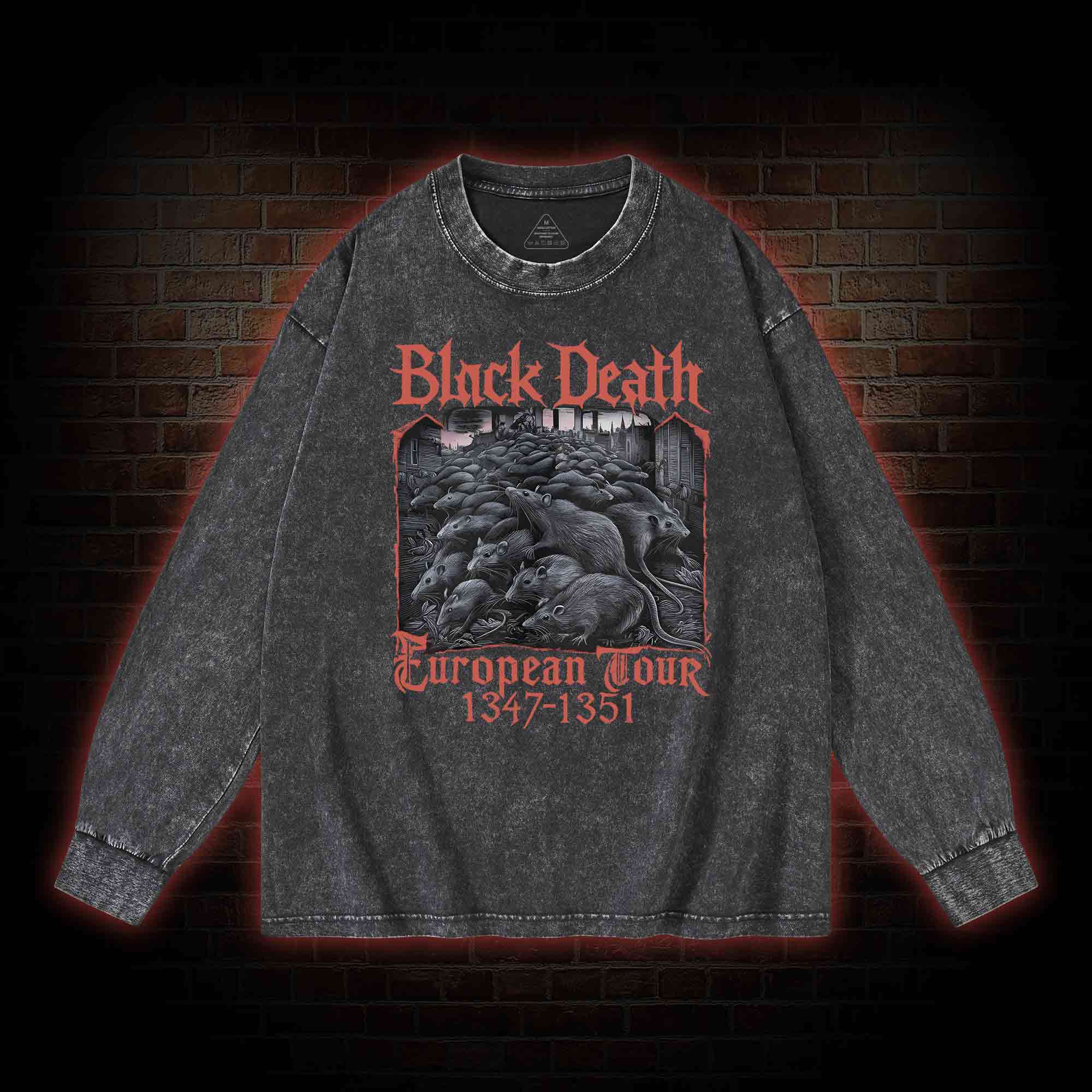 Vintage Black Death European Tour Washed Long-Sleeve T-shirt