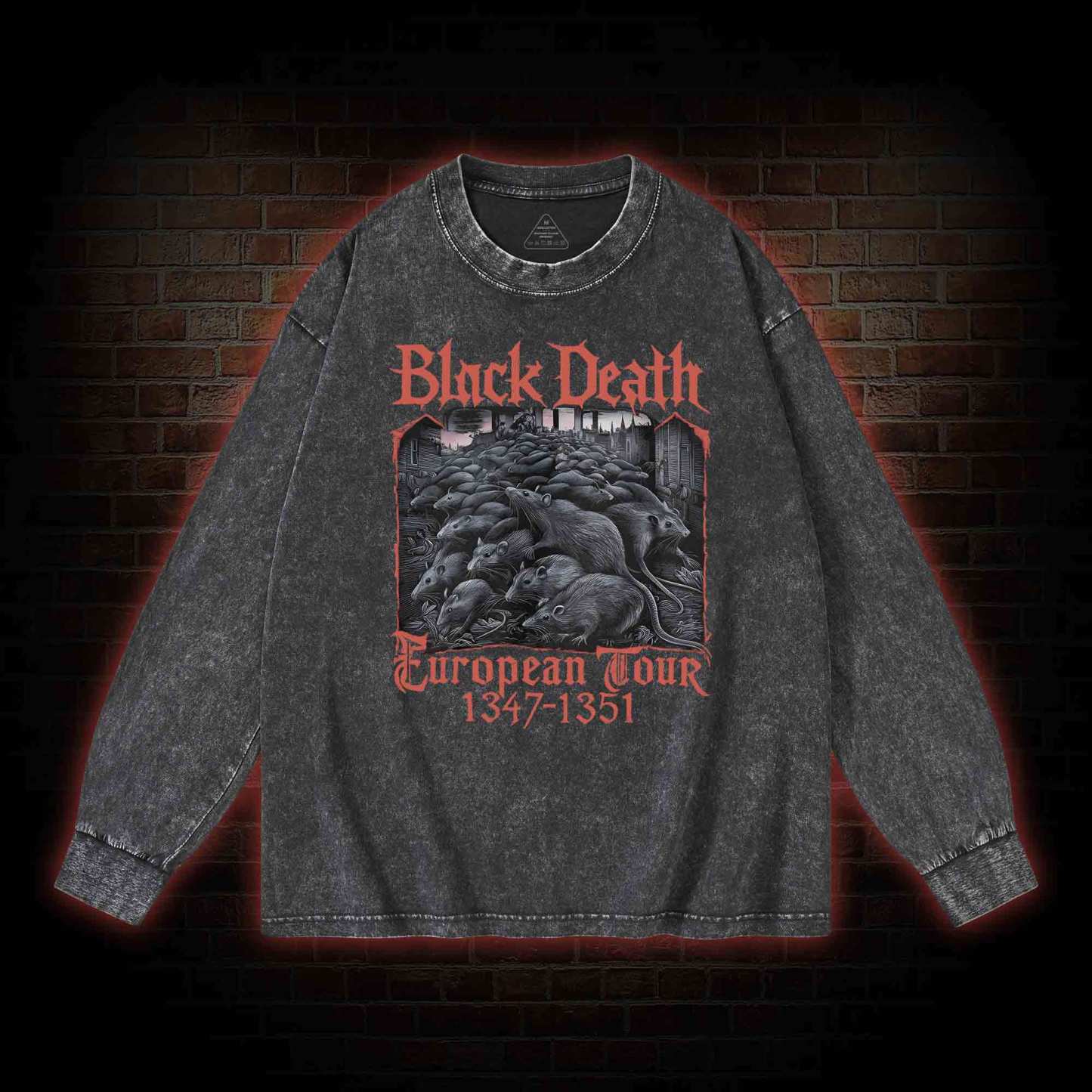 Vintage Black Death European Tour Washed Long-Sleeve T-shirt
