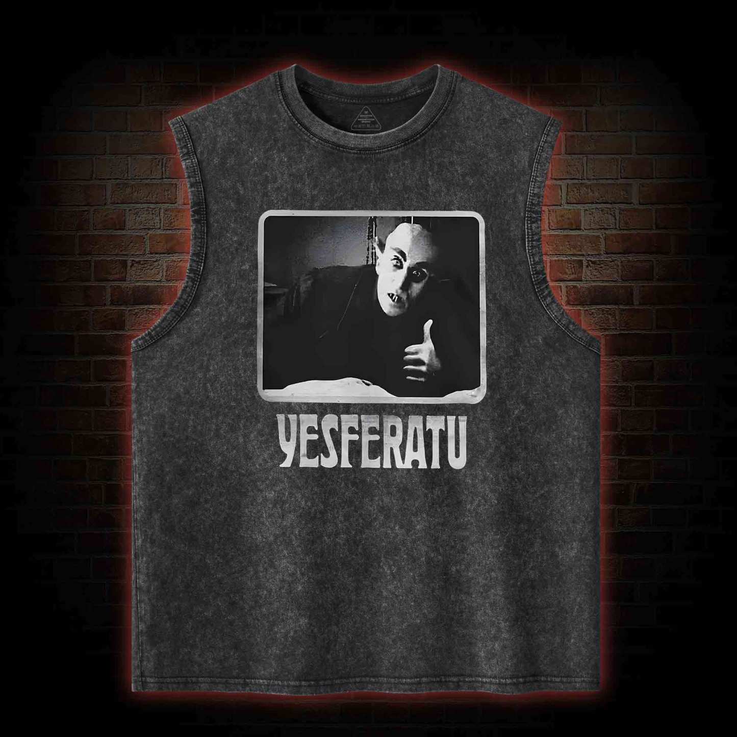 Yesferatu Funny Horror Retro Washed Tank Top