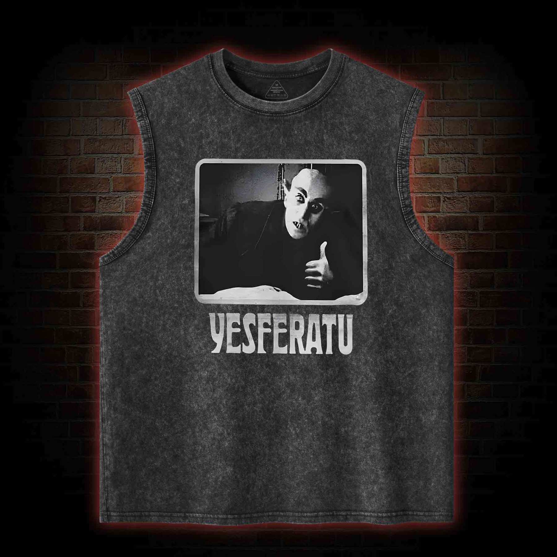 Yesferatu Funny Horror Retro Washed Tank Top