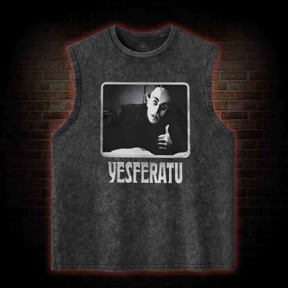 Yesferatu Funny Horror Retro Washed Tank Top