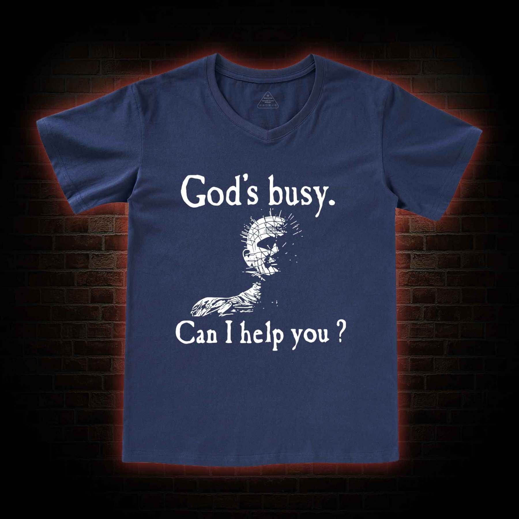 God's Busy Can I Help You V-Neck Classic T-Shirt