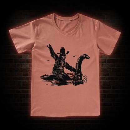 Bigfoot And Loch Ness Monster V-Neck Classic T-Shirt