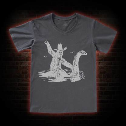Bigfoot And Loch Ness Monster V-Neck Classic T-Shirt