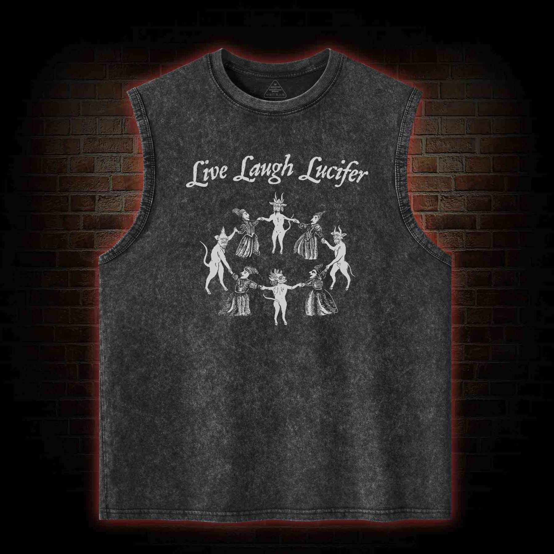 Live Laugh Lucifer Washed Tank Top