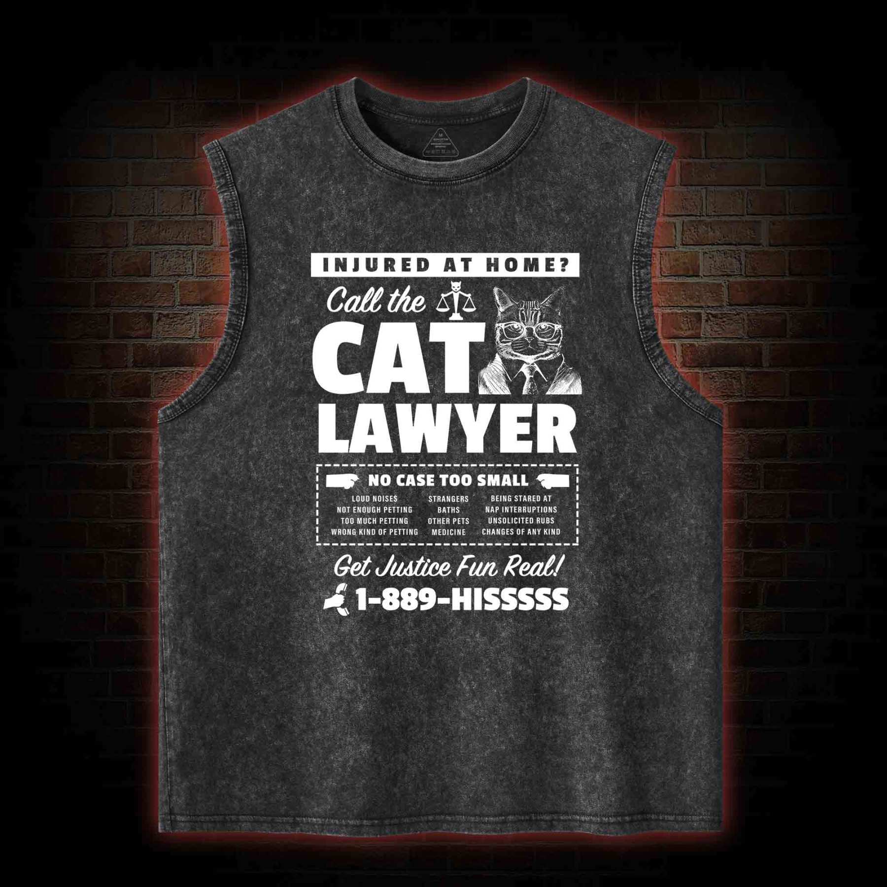 Call The Cat Lawyer Washed Tank Top