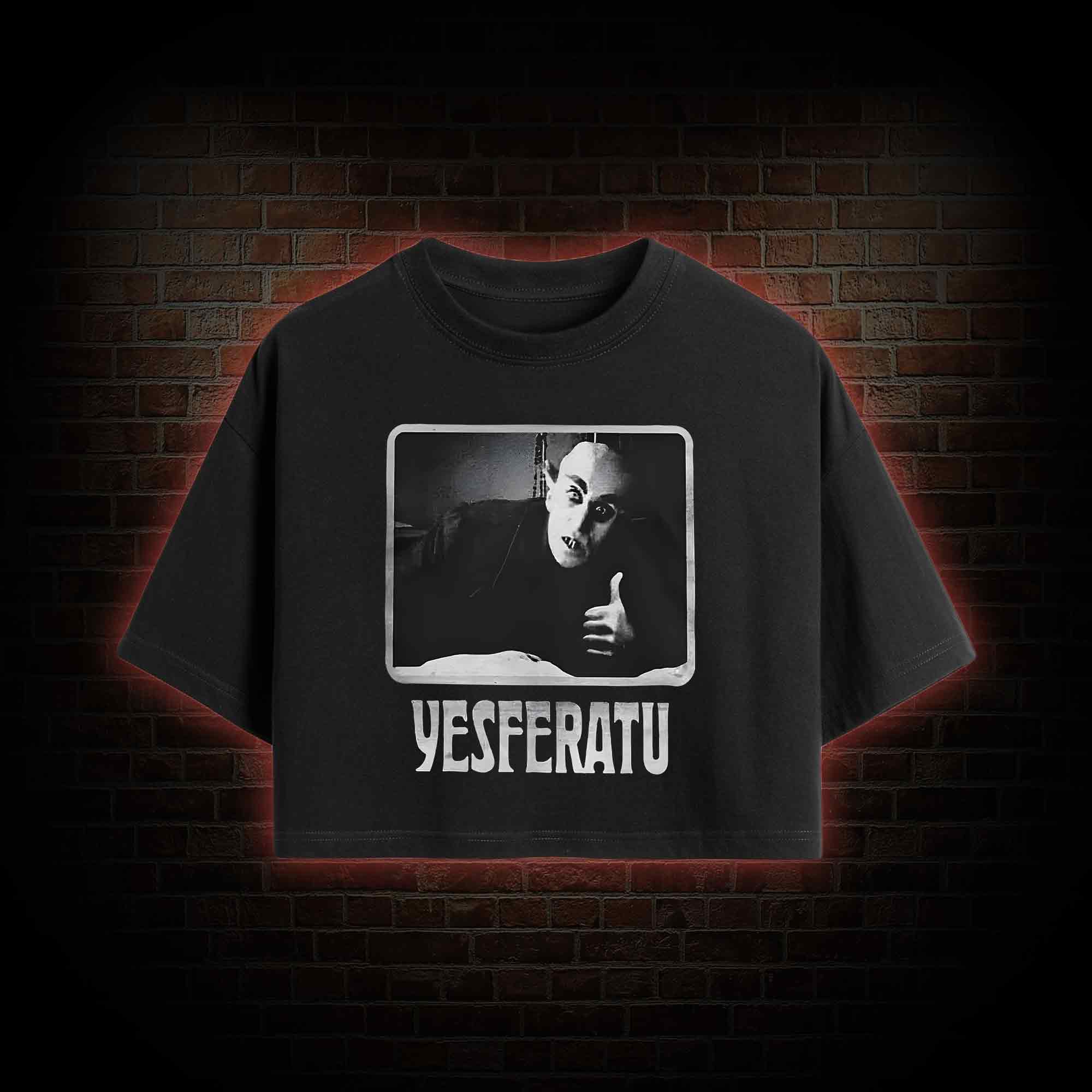 Yesferatu Funny Horror Retro Crop Top
