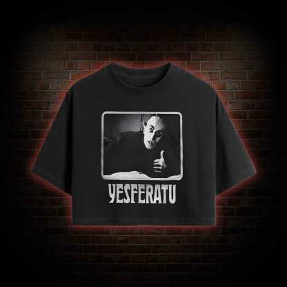 Yesferatu Funny Horror Retro Crop Top