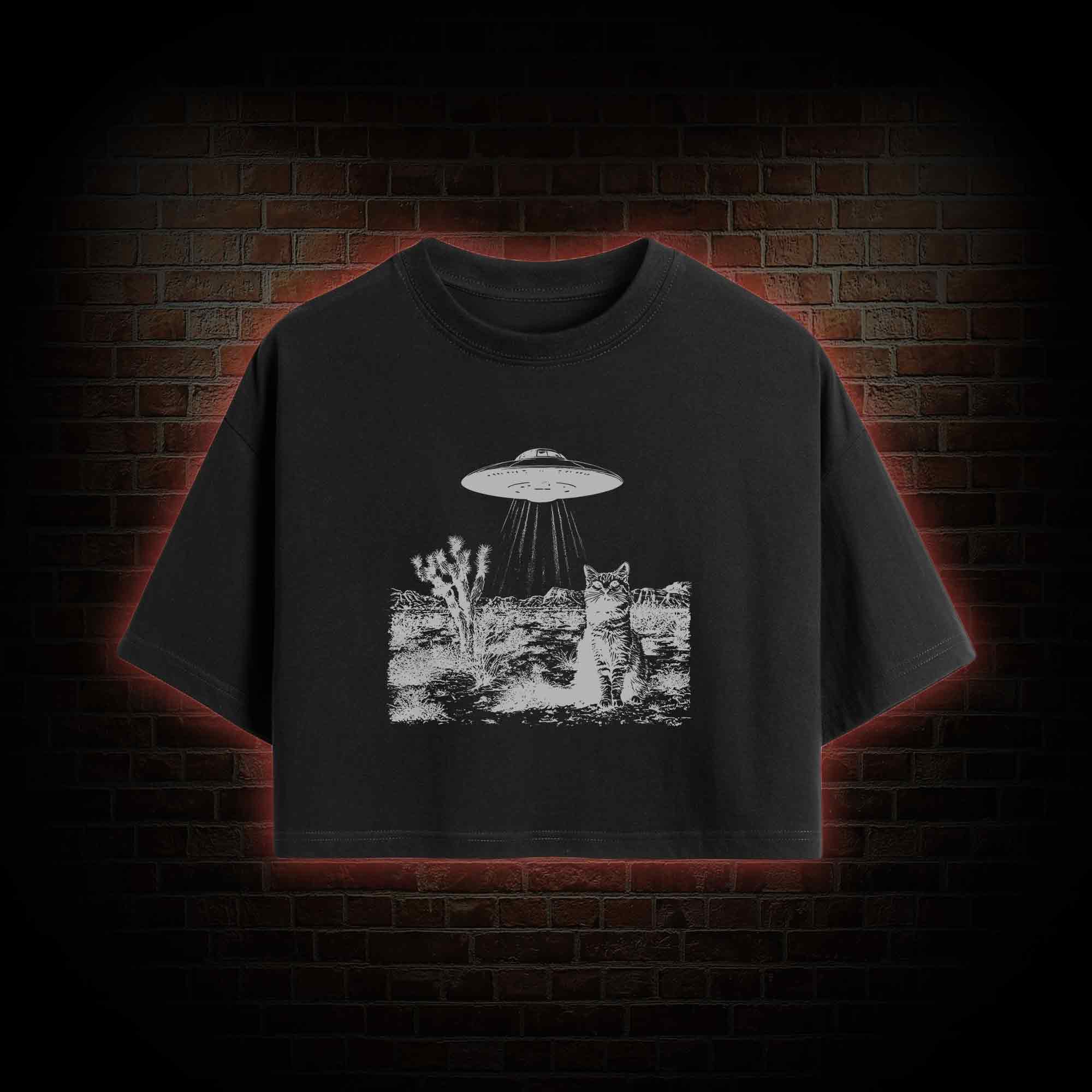 Ufo Cowboy Cat Crop Top