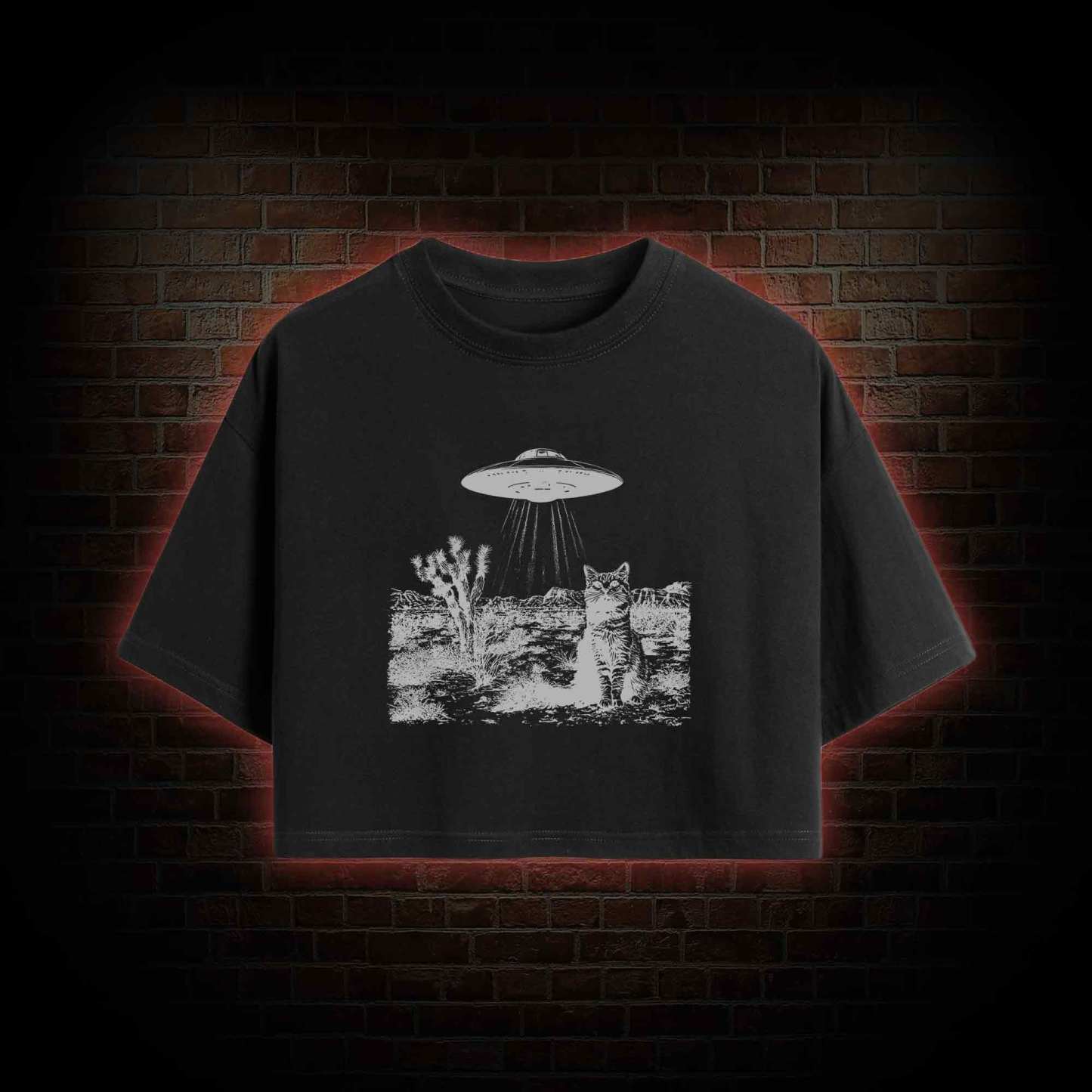 Ufo Cowboy Cat Crop Top