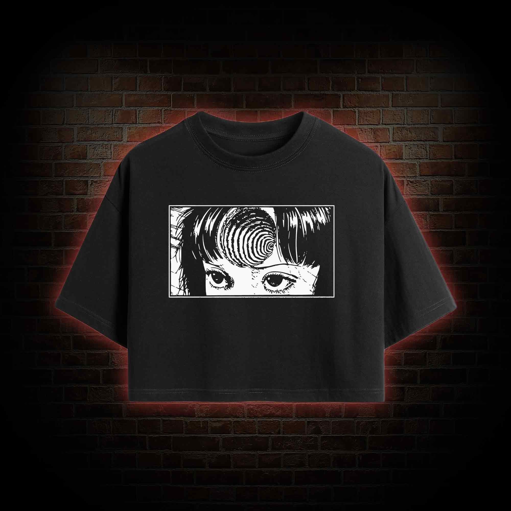 Creepy Girl Eyes Crop Top