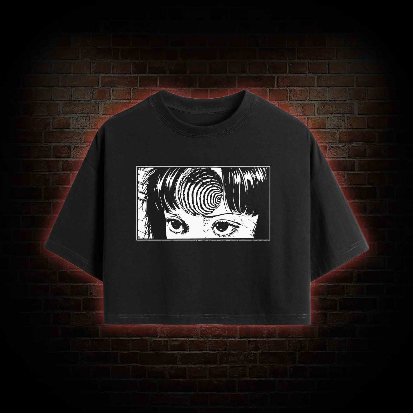 Creepy Girl Eyes Crop Top