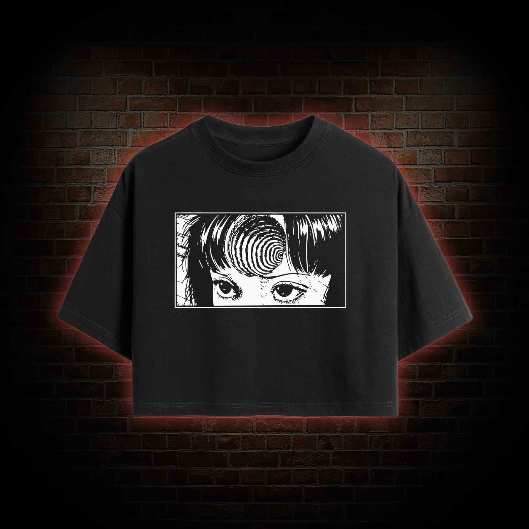 Creepy Girl Eyes Crop Top