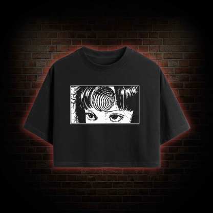 Creepy Girl Eyes Crop Top