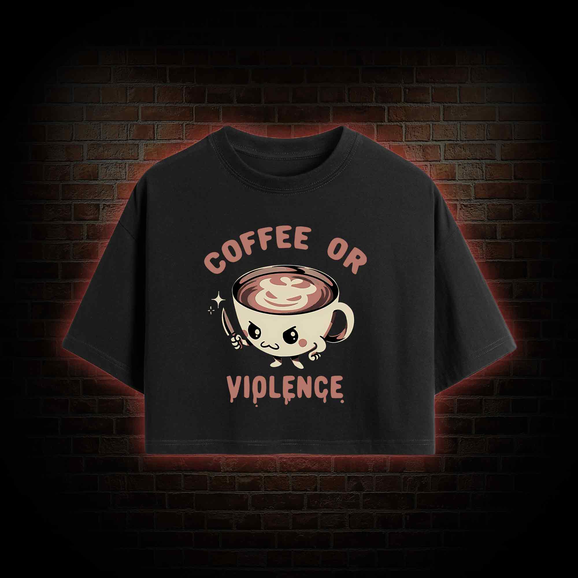 Coffee Or Violence Crop Top
