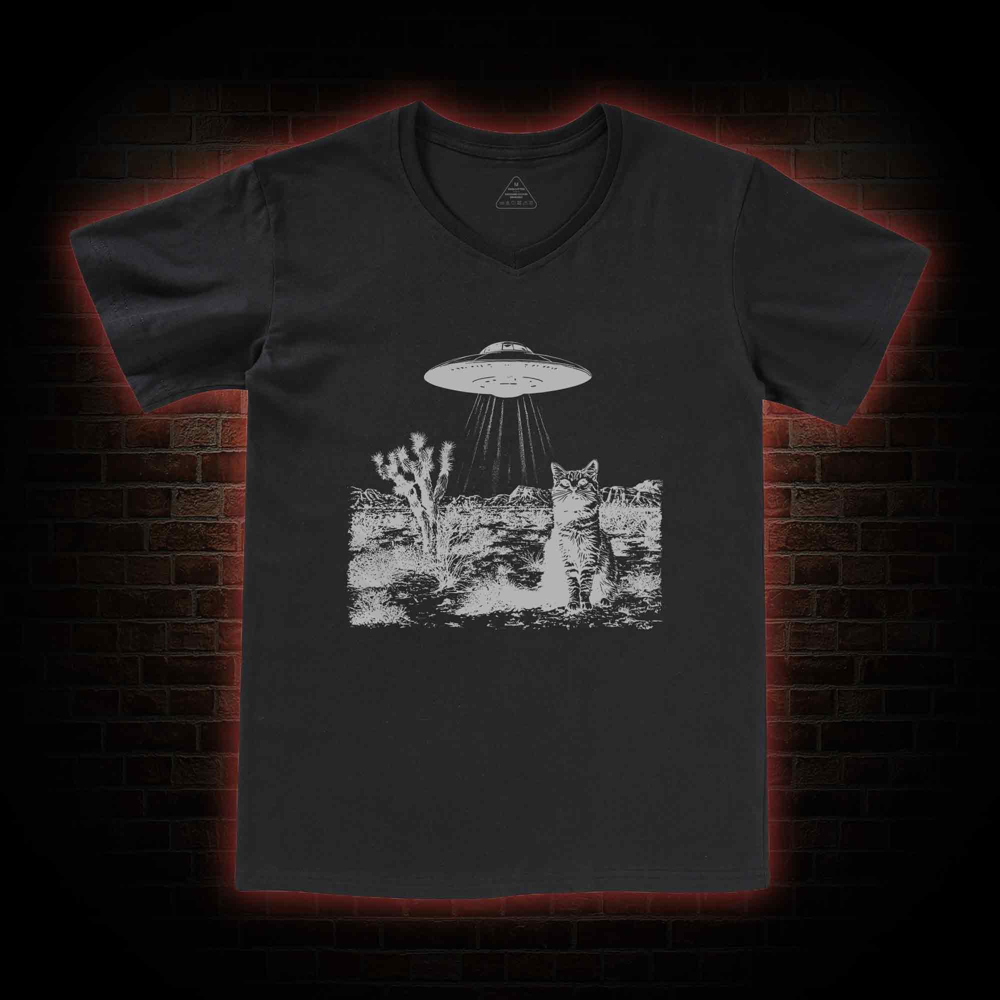Ufo Cowboy Cat V-Neck Classic T-Shirt