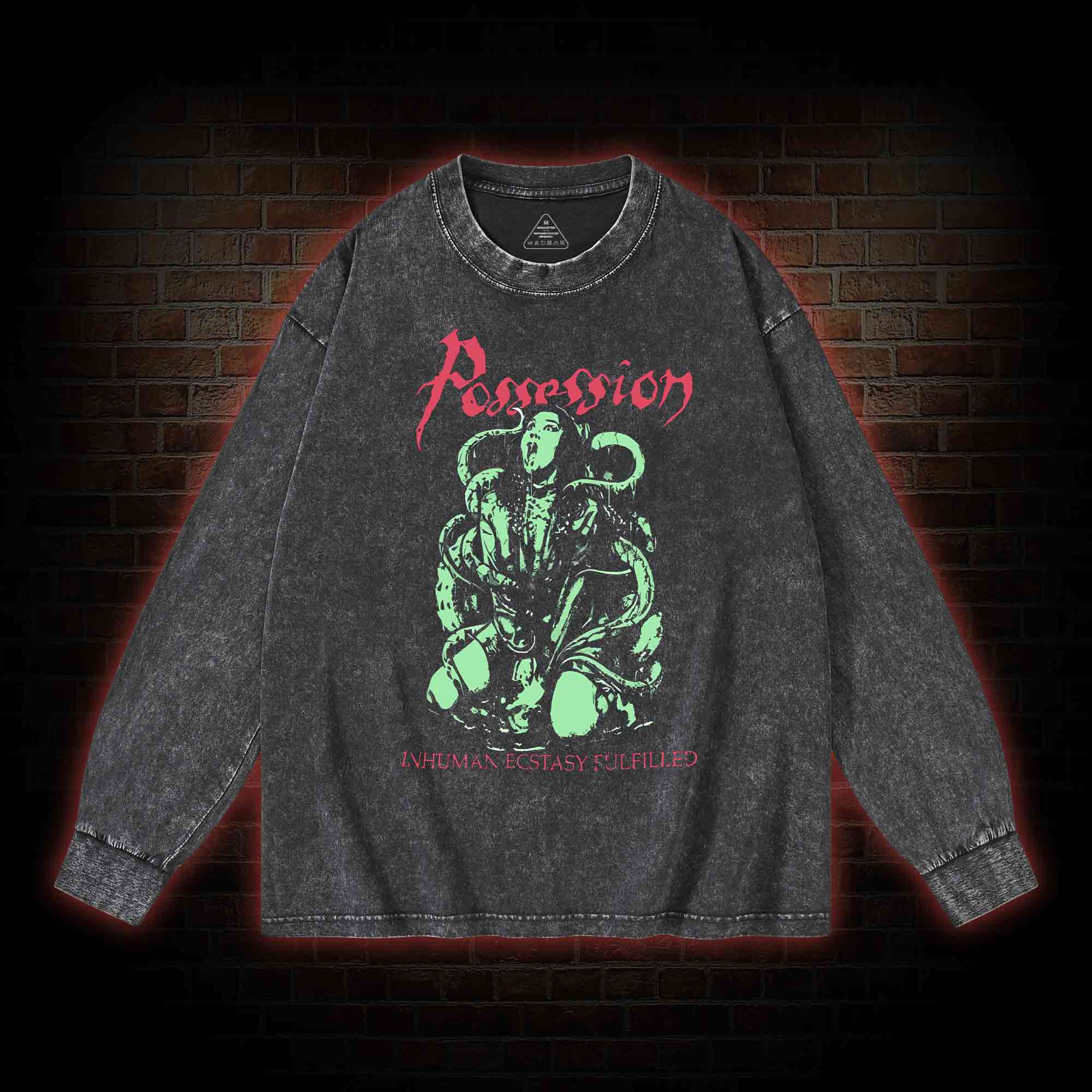 Inhuman Ecstasy Fulfilled Washed Long-Sleeve T-shirt