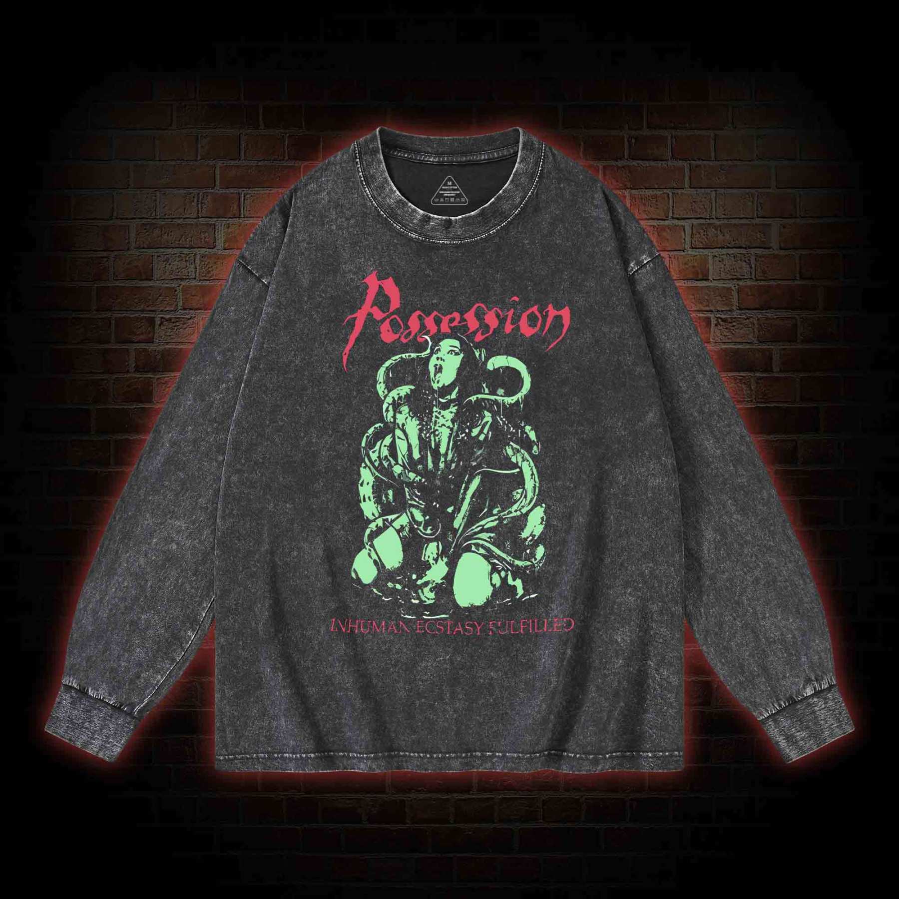 Inhuman Ecstasy Fulfilled Washed Long-Sleeve T-shirt