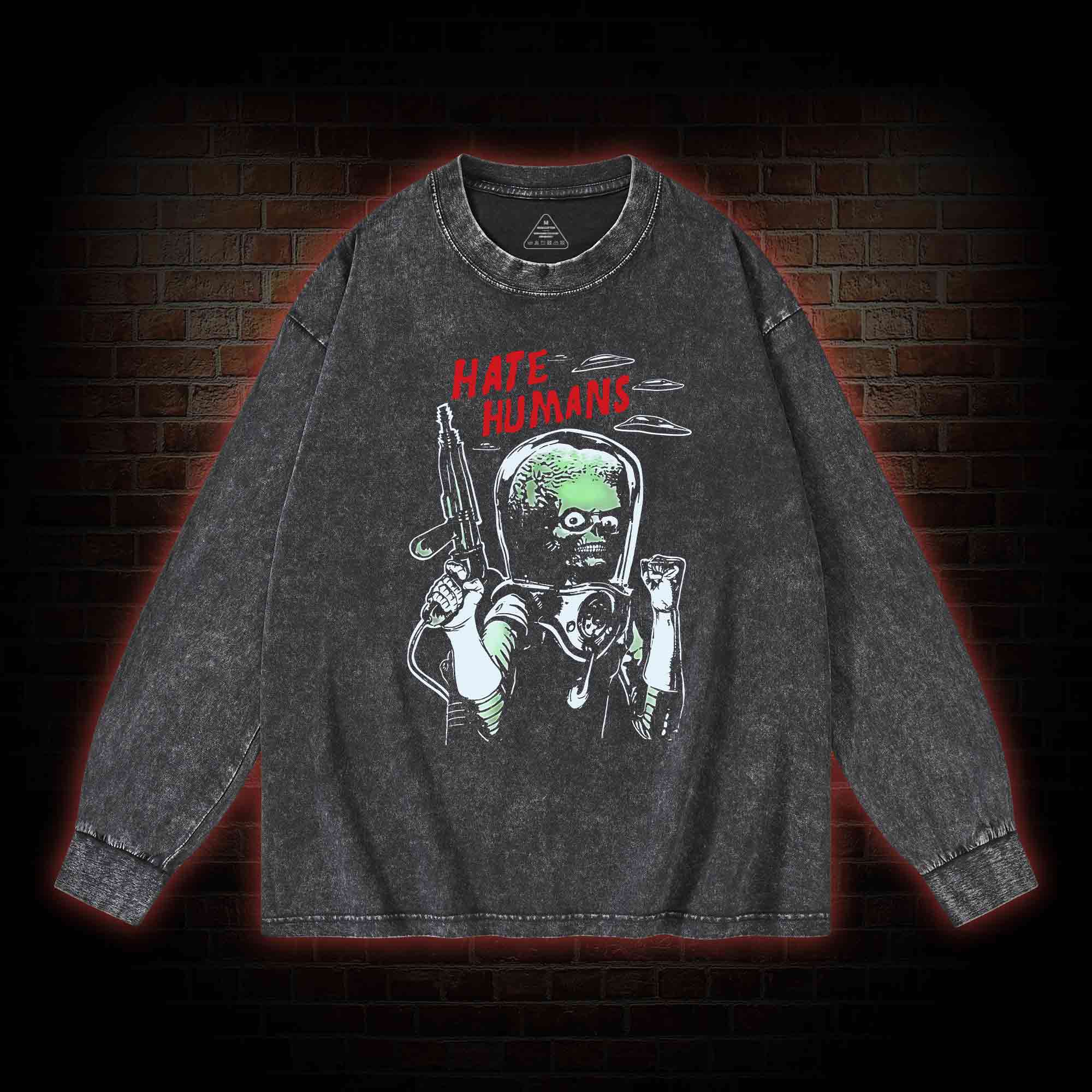 Hate Humans Washed Long-Sleeve T-shirt