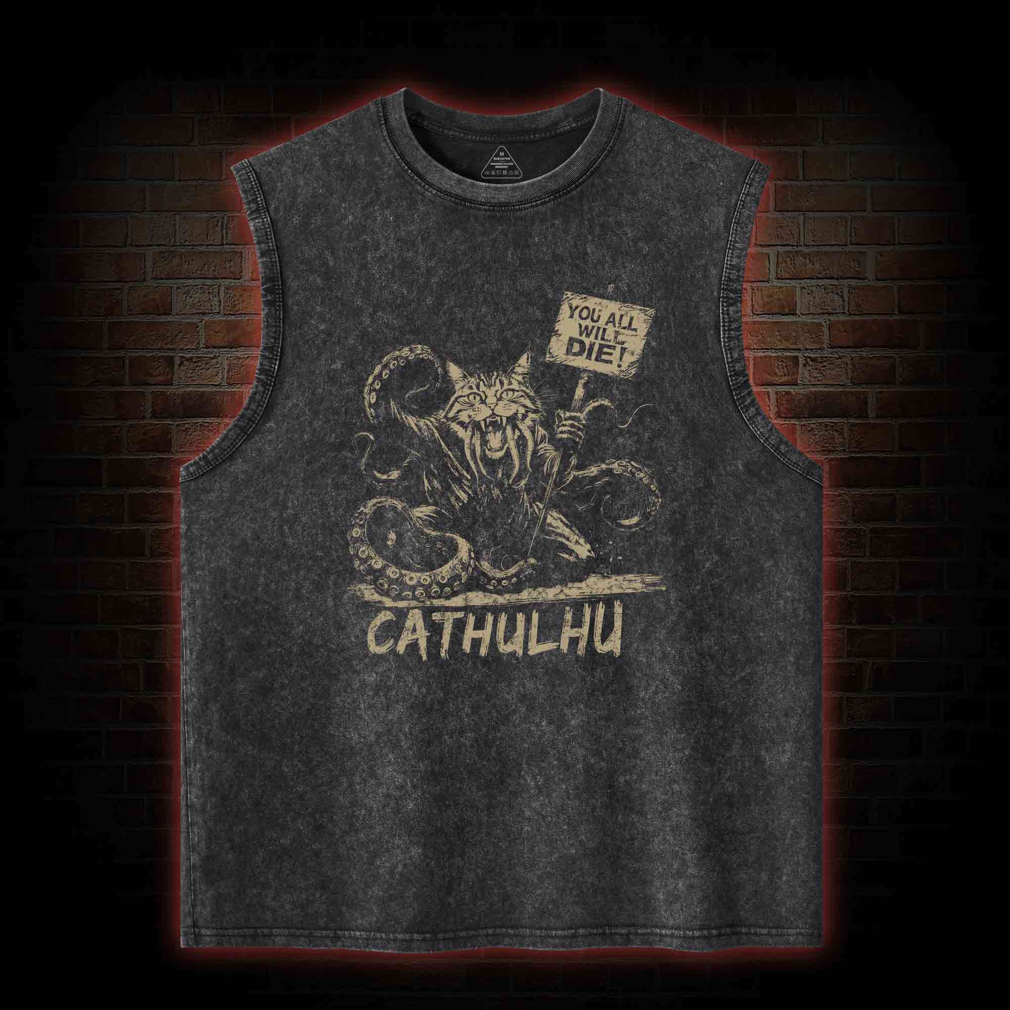 Cathulhu Retro Washed Tank Top