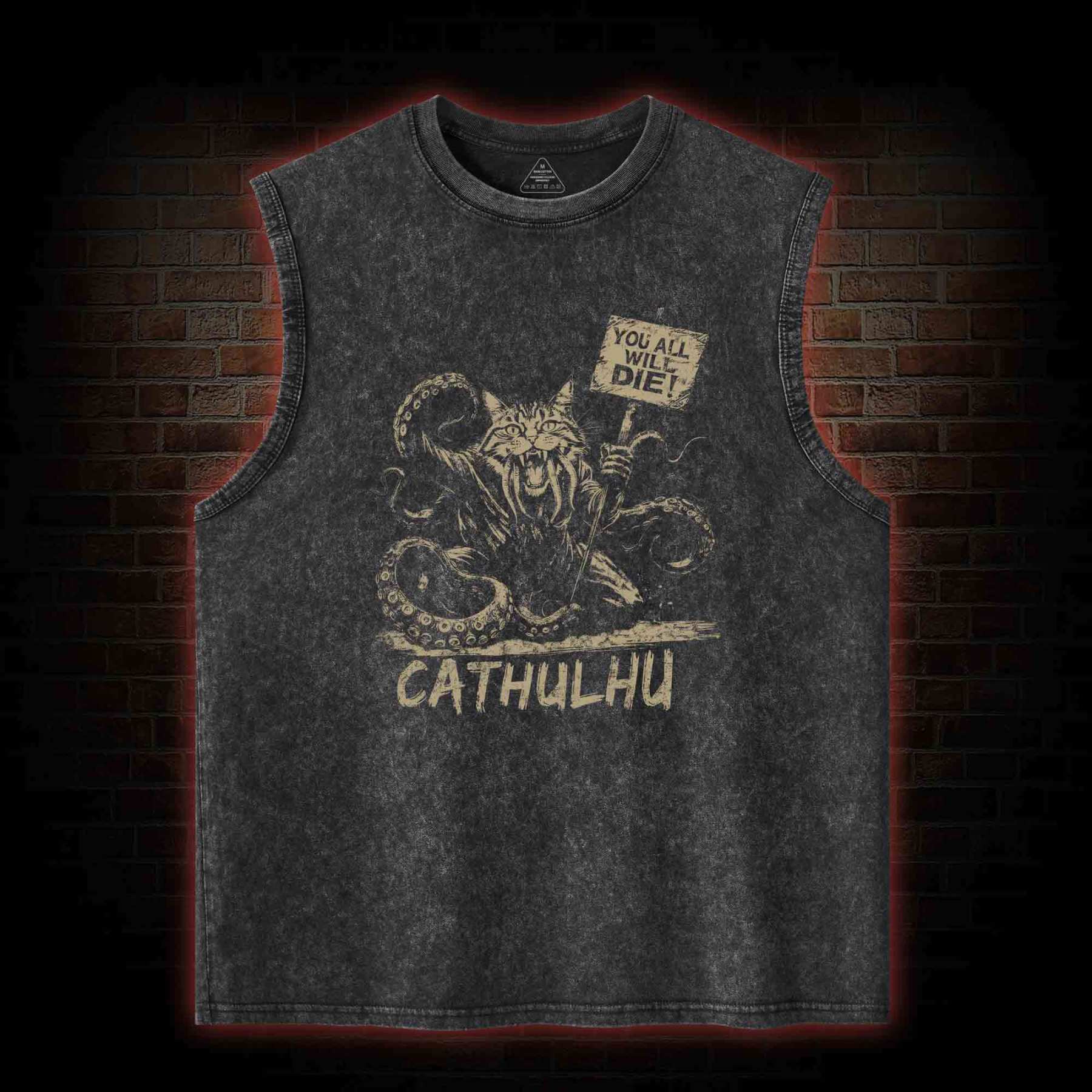 Cathulhu Retro Washed Tank Top