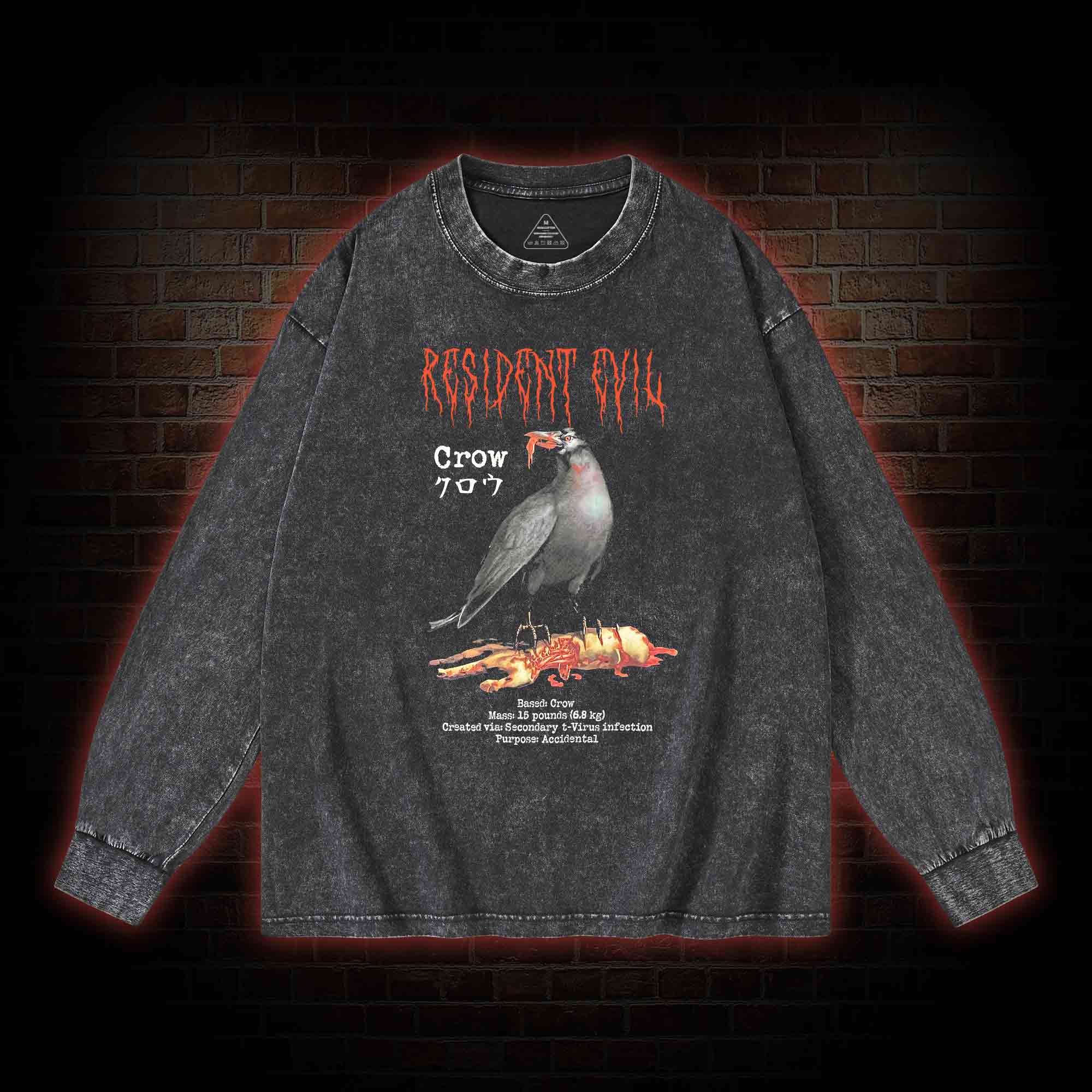 Infected Crows Washed Long-Sleeve T-shirt