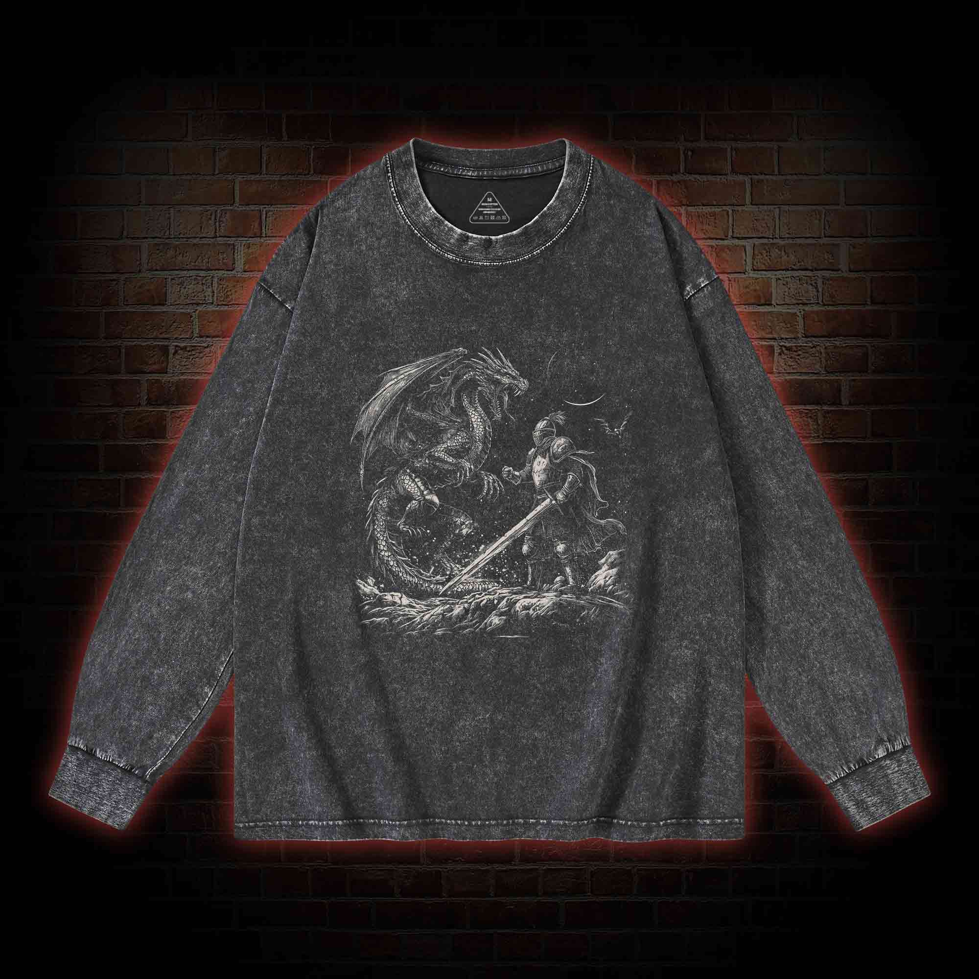 Dragon and Knight Washed Long-Sleeve T-shirt