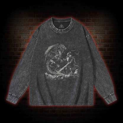Dragon and Knight Washed Long-Sleeve T-shirt
