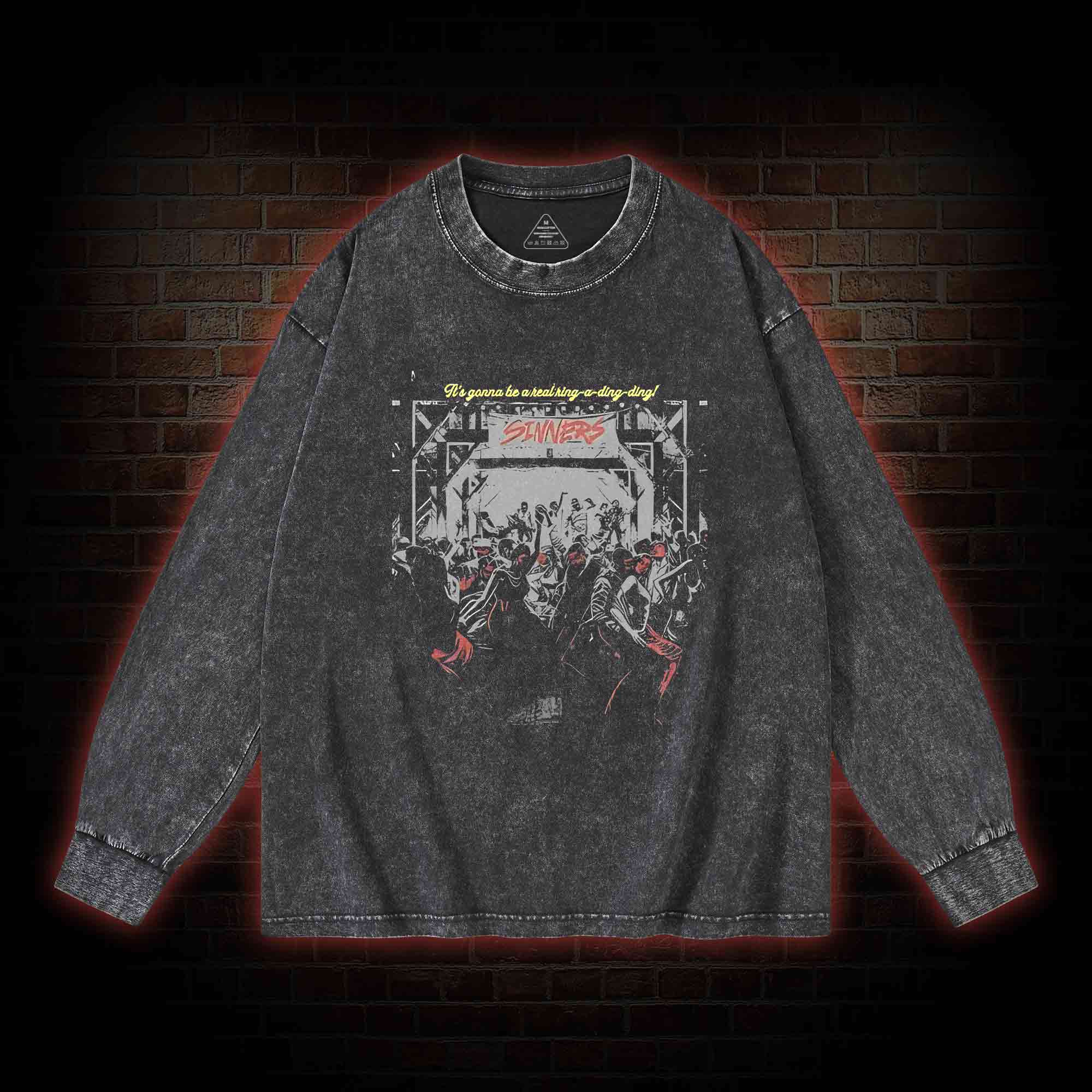 It's Gonna be Real Ring-a-ding-ding Washed Long-Sleeve T-shirt