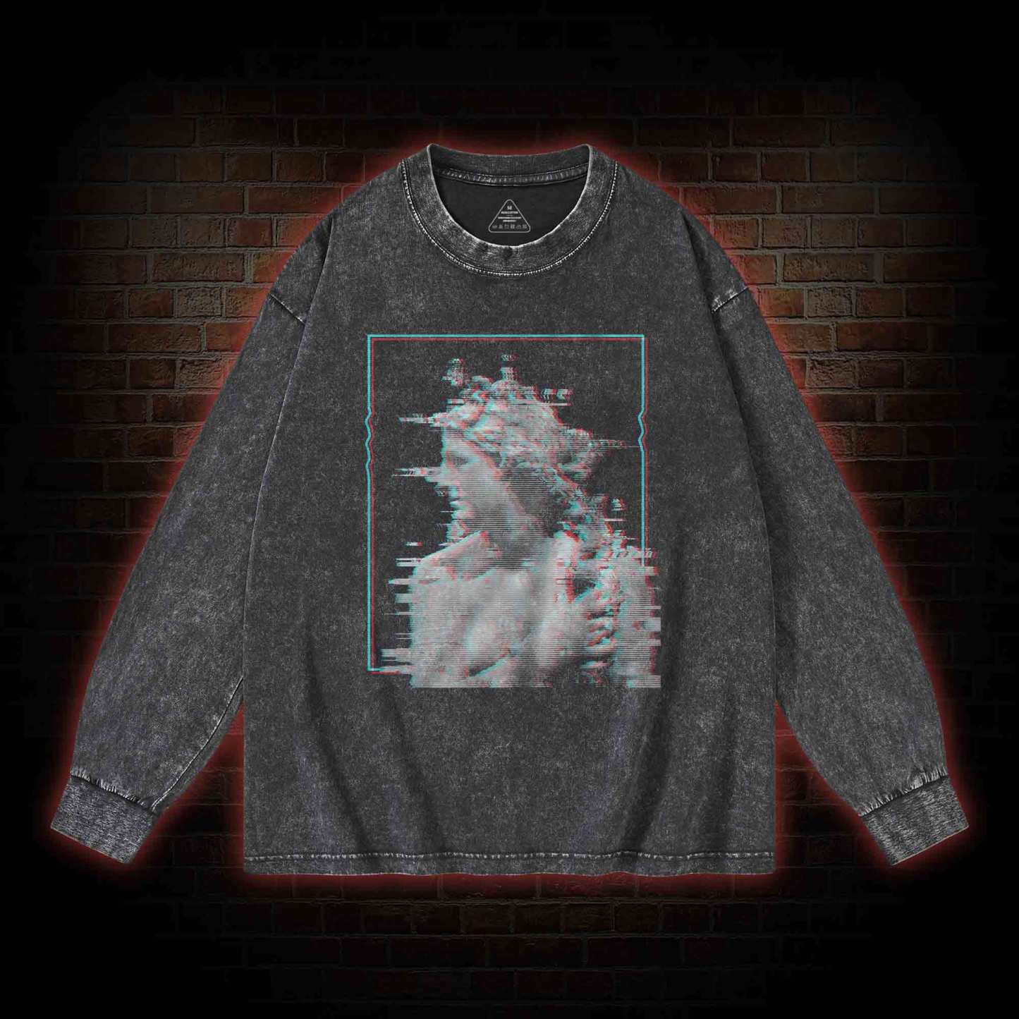 Vaporwave Glitch Washed Long-Sleeve T-shirt