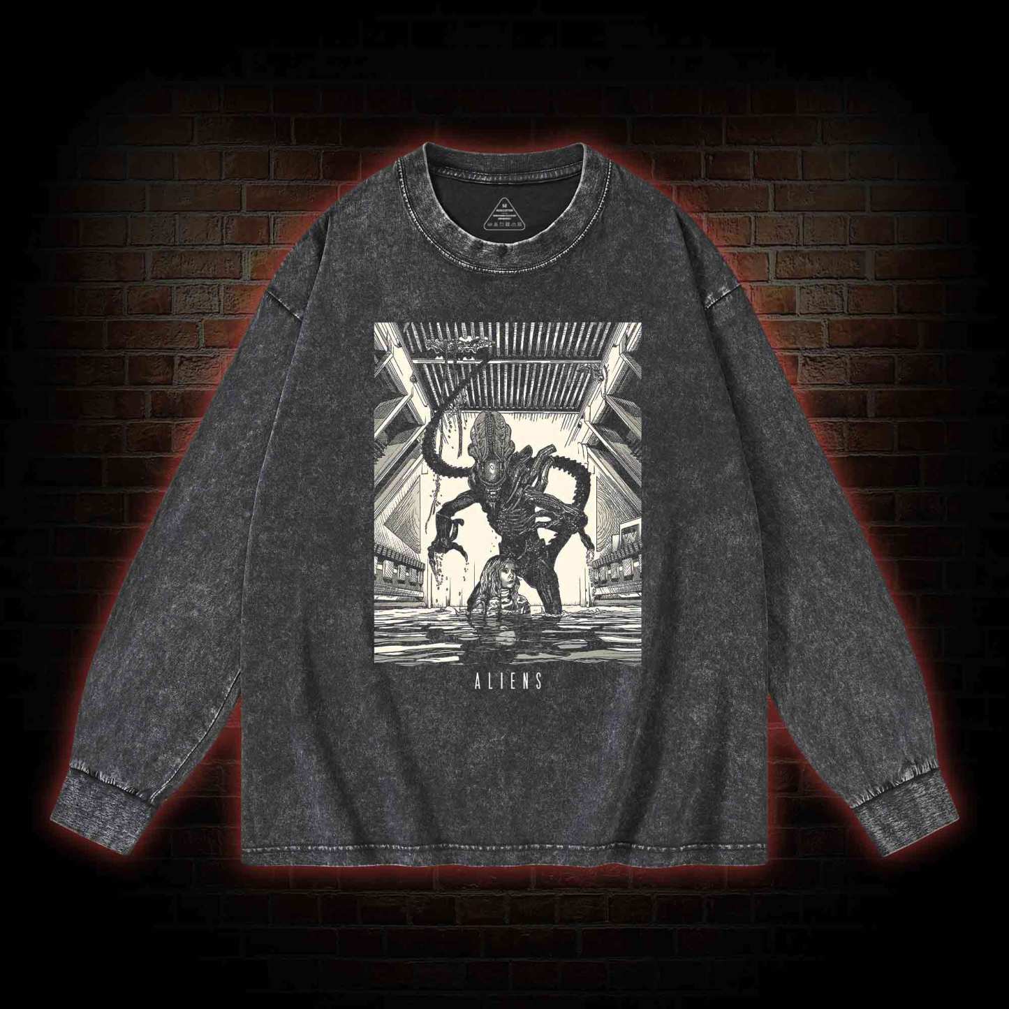 Retro Alien Washed Long-Sleeve T-shirt